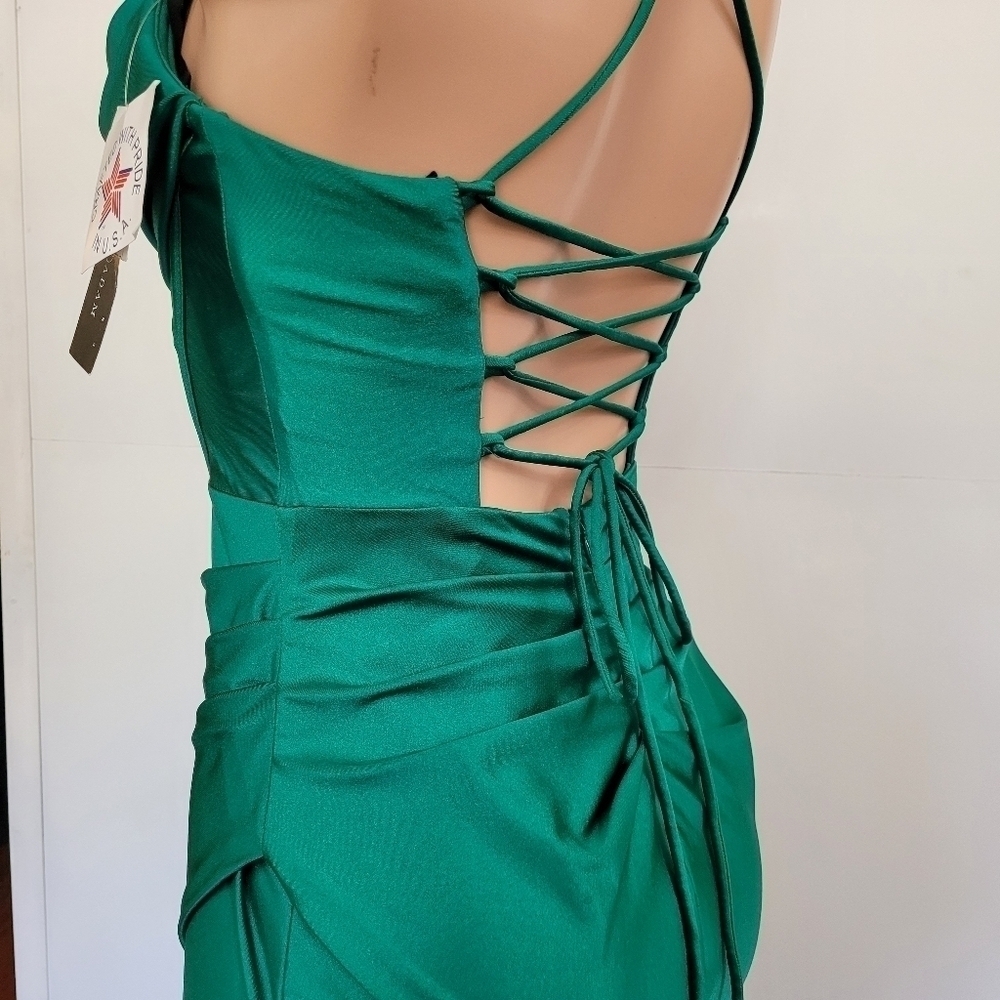 Betsy and Adam Long Sateen Corset Lace Up Back Dress - Picture 8 of 13